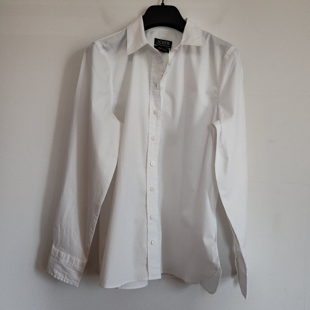 Ladies SZ 10 J Crew White Wren Long-Sleeve Blouse